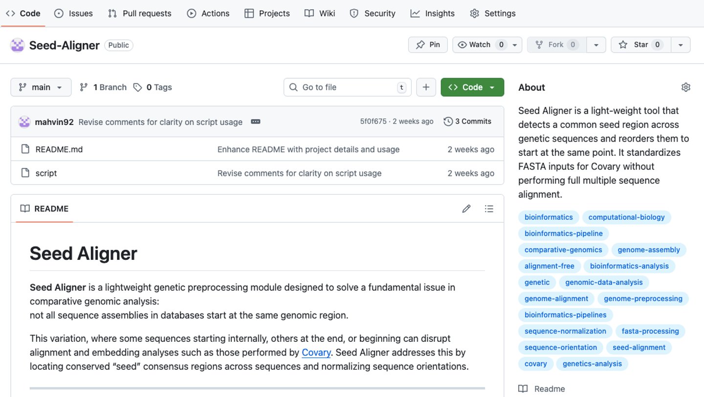 Seed Aligner toolkit screenshot